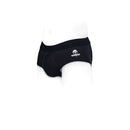 SpareParts Pete Briefs Nylon Packing Underwear Black Size M, featuring a contoured pouch for secure and realistic packing comfort.