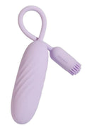 Svakom Plume Rechargeable Silicone Dual Vibrator Purple with textured silicone body and flexible brush tail.