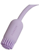 Svakom Plume Rechargeable Silicone Dual Vibrator Purple close-up showing flexible brush tail and textured design.