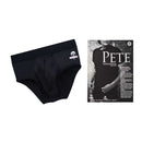 SpareParts Pete Briefs Nylon Packing Underwear Black Size XL displayed with packaging.