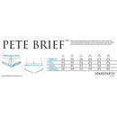 Size chart for SpareParts Pete Briefs Nylon Packing Underwear Black Size 3XL including measurements and fit details.