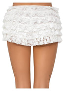 Leg Avenue Lace Ruffle Shorts Large White featuring delicate lace and ruffle details in a flattering fit.