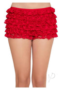 Leg Avenue Lace Ruffle Shorts XLarge Red featuring playful ruffles in a bold red hue perfect for lingerie styles.