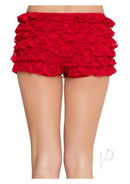 Leg Avenue Lace Ruffle Shorts Large Red featuring playful ruffles and soft lace for a flirty lingerie look.