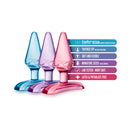 Play With Me Jolly Plug 24-piece Fishbowl Display featuring pink, purple, and blue beginner-friendly anal plugs.