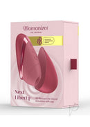 Womanizer Next Liberty Air Clitoral Stimulator Bordeaux with travel cap in packaging