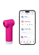 Lovense Fizz Oral-Like Suction & Tapping Stimulator with app control interface on smartphone.