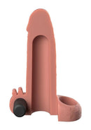 Fantasy X-Tensions 2 Inch Vibrating Penis Extension Vanilla features a realistic design with a rechargeable vibration option.
