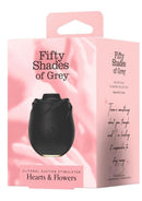 Fifty Shades of Grey Hearts & Flowers Rose 2.0 Massager packaging image showcasing an elegant clitoral stimulator.