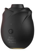 Fifty Shades of Grey Hearts & Flowers Rose 2.0 Massager in elegant black rose design, perfect for clitoral stimulation.