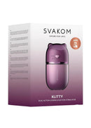 Svakom Klitty Suction & Licking Massager Lavender packaging with cat design and product features.