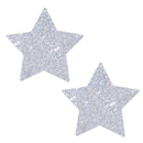 Neva Nude Pasty Starry Nights Silver Glitter sparkly silver glitter pasties in star shape for confident coverage.