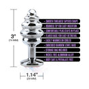 Nixie Ribbed Metal Butt Plug Honey Dipper Small showcasing smooth tapered design and rainbow jewel base, body-safe aluminum alloy.