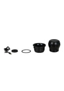 Kiiroo PowerBlow Interactive Suction Device Black parts including device, cable, and seals.