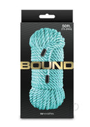 Bound 50 Feet Green Bondage Rope Non-Chafing packaging with light green rope on a black background.