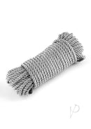 Bound 50ft Non-Chafing Bondage Rope Silver coiled and ready for use in tie-and-tease activities.