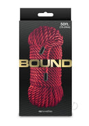 Bound 50 Foot Bondage Rope Red Non-Chafing packaging showcasing soft, smooth rope for restraint play.