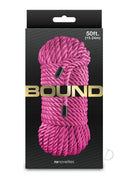 Bound Rope 50ft Pink Comfortable Non-Chafing packaging display featuring soft pink rope.