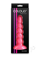 Colours Twist Silicone Dildo with Suction Cup 6.5 Inch Pink packaging featuring a twisted design in vibrant pink.