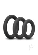 B-Vibe Snug Ring Thick Silicone Cock Ring 3 Pack Black - three thick silicone rings for enhanced comfort and performance.