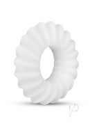 B-Vibe Flex Ring Ripple Silicone Cock Ring White, featuring smooth silicone design for comfort and performance enhancement.