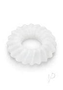 B-Vibe Flex Ring Ripple Silicone Cock Ring White, a smooth silicone cock ring designed for comfort and performance.