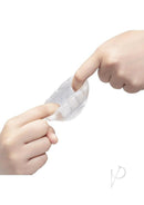 B-Vibe Stretch Tech Barrel Ultra Stretchy Cock Ring Clear shown being stretched between hands