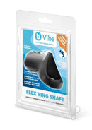 B-Vibe Flex Ring Shaft Silicone Cock Ring and Ball Stretcher packaging with product information and branding details.