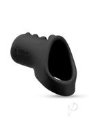 B-Vibe Flex Ring Shaft Silicone Cock Ring and Ball Stretcher in sleek black silicone design.