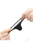 B-Vibe Flex Ring Shaft Silicone Cock Ring and Ball Stretcher shown being stretched in hands
