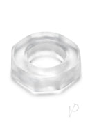 B-Vibe Stretch Tech Bolt Ultra Stretchy Cock Ring Clear, featuring soft TPE material and extreme elasticity for comfort.