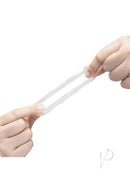 B-Vibe Stretch Tech Bolt Ultra Stretchy Cock Ring Clear being stretched by hands