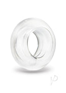 B-Vibe Stretch Tech Choke Cock Ring Clear showcasing its minimalist and elastic design for enhanced performance.