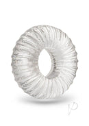 B-Vibe Stretch Tech Swirl Ultra Stretchy Cock Ring Clear with swirl design for comfort and elasticity.