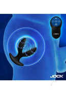 Jock Power Pulse E-Stim Remote Control Anal Plug Black with remote and vibration effects highlighted.