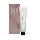 Bijoux Indiscrets Slow Sex Anal Play Gel 1 Oz packaging featuring sleek design and practical tube for intimate use.