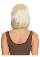 Leg Avenue Angled Bob Wig Blonde viewed from the back, showcasing its sleek, sharp-cut style and polished look.