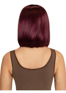 Leg Avenue Angled Bob Wig Burgundy showcasing rich burgundy color and sleek angled bob style from the back.