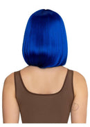 Leg Avenue Angled Bob Wig Blue viewed from the back, showcasing its vibrant blue color and sleek angled bob cut.