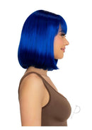 Leg Avenue Angled Bob Wig Blue shown from the side, featuring sleek angled bob cut and vibrant blue color.