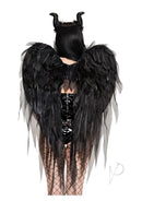 Leg Avenue Dark Enchantress Wings and Horn Headband Black showcased with dramatic black wings and horned headband.