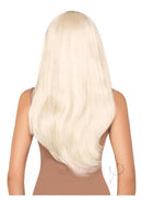 Leg Avenue Long Straight Bang Wig 25 Inch Blonde shown from the back, featuring sleek, straight, long blonde hair.