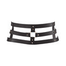 Bijoux Indiscrets Maze Wide Belt & Restraints in black showcasing bold straps and gold accents.
