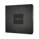 Bijoux Indiscrets Maze Wide Belt & Restraints elegant packaging with gold lettering design.