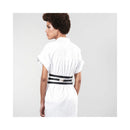Bijoux Indiscrets Maze Wide Belt & Restraints worn over a white shirt from the back, showcasing a stylish design.