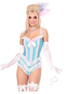 Leg Avenue Boned Ruffle Bodysuit Medium Blue White