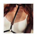 Bijoux Indiscrets Maze I-Harness Black showcased on a model, accentuating a bold and stylish look.