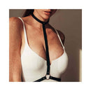 Bijoux Indiscrets Maze I-Harness Black showcased on a model, featuring sleek vegan faux leather design.