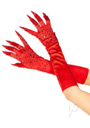 Leg Avenue Rhinestone Claw Gloves One Size Red with sparkling rhinestone accents in a dramatic red color.