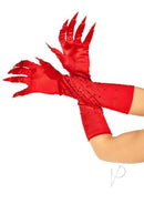Leg Avenue Rhinestone Claw Gloves One Size Red with sparkling accents and dramatic claw design.